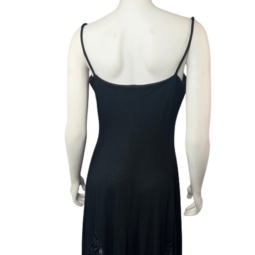 Vintage Yoly Munoz Size 10 Maxi Slip Dress Flowy Lace Beaded Sheer Elegant Black - Picture 2 of 14